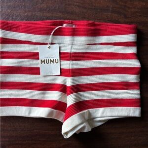 Show me your mumu Red & White Striped Knit Shorts